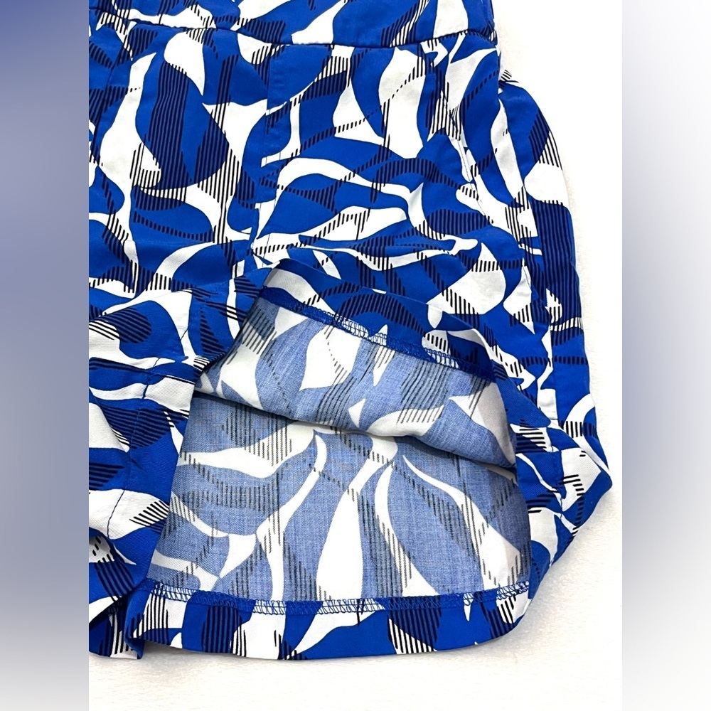 Nine West Women's Blue White Print Casual Elastic Waist Shorts with Pockets - Picture 10 of 15